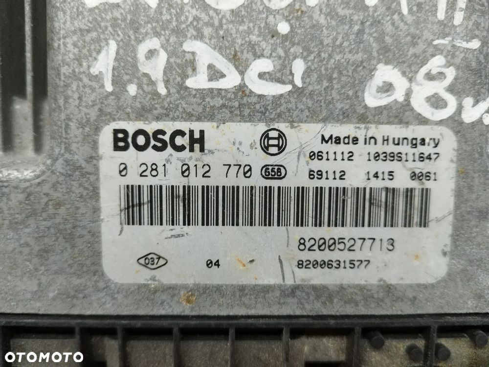 STEROWNIK SILNIKA RENAULT LAGUNA 1.9 DCI 8200527713 0281012770 - 2