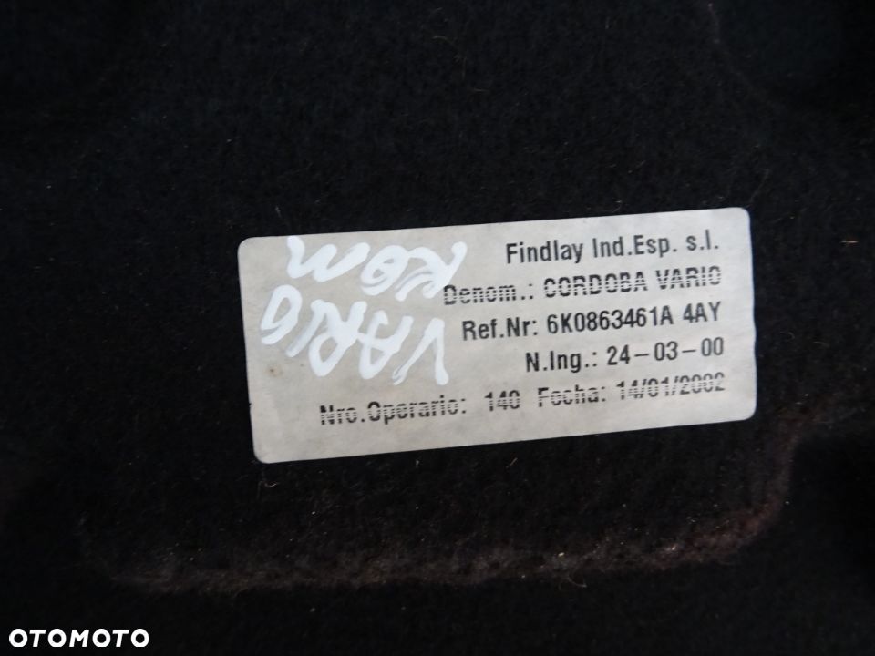 PODŁOGA WYKŁADZINA BAGAŻNIKA SEAT CORDOBA I LIFT VARIO NR75 - 5