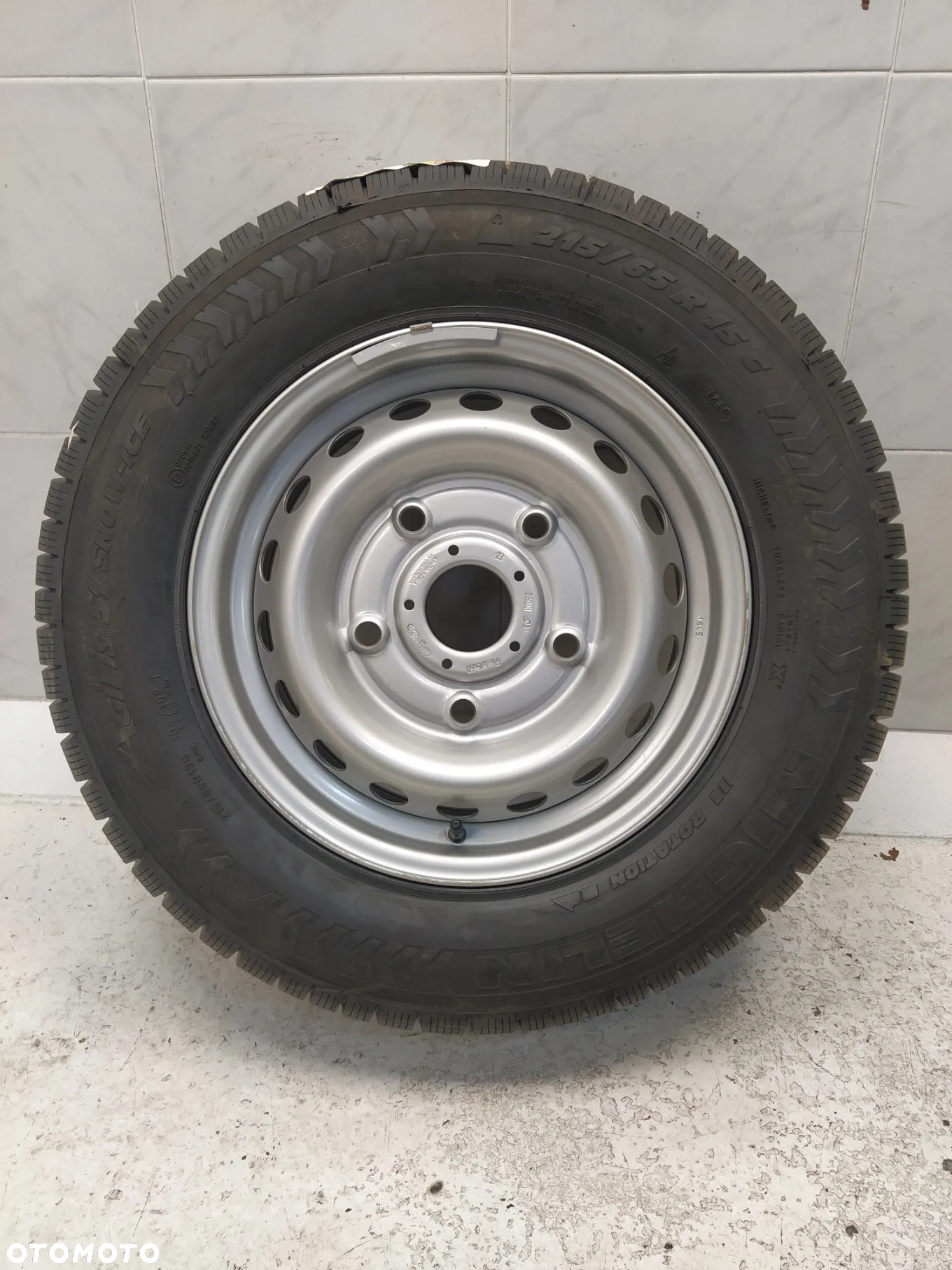 FORD TRANSIT CUSTOM 6,5x15 ORYGINALNE FELGI STALOWE R15 ET60 5X160 OPONY MICHELIN 215/65 KOŁA ZIMA BIEŻNIK ok 9.80mm - 5