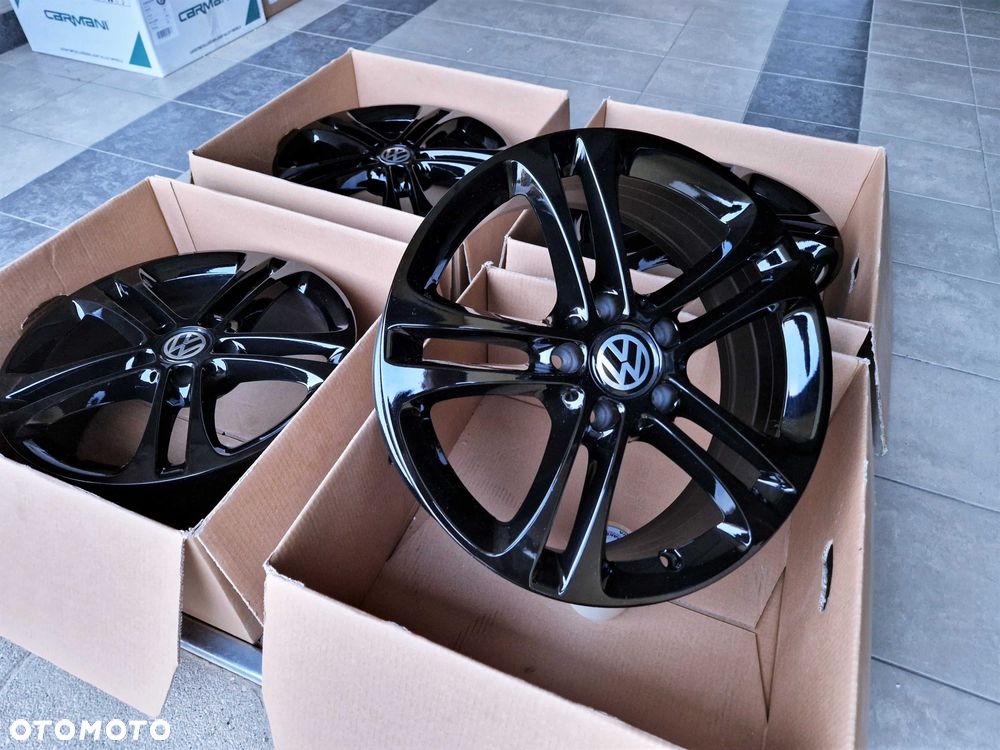 Alufelgi 17 5x112 VW Golf Passat Touran Jetta Caddy T-Roc Czarne 805# - 4