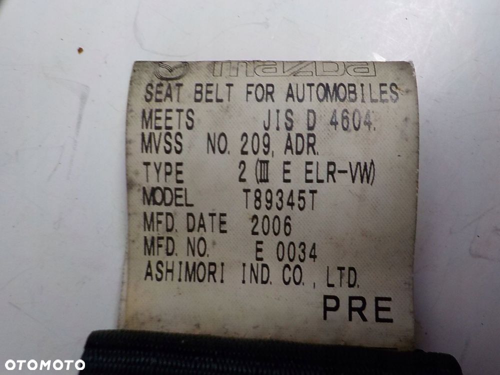 MAZDA MX-5 III PAS BEZPIECZEŃSTWA NAPINACZ LEWY PRZÓD T89345T - 6