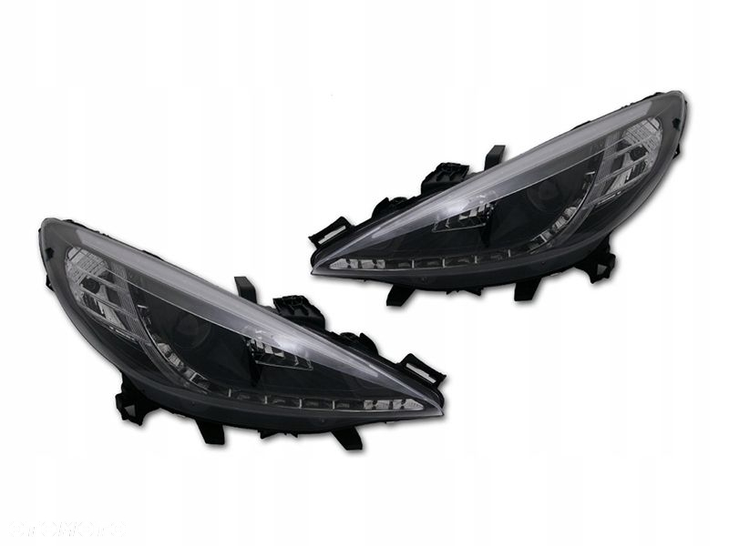 Reflektor Lampy kpl Day line light LED Tuning Czarne Peugeot 207 06-13 - 3