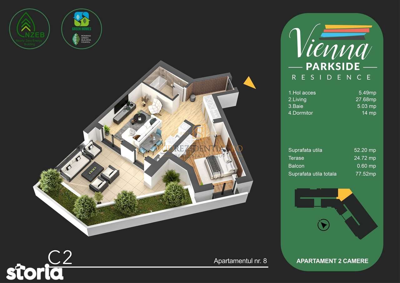 Apartament spectaculos langa parc, 2 camere + terasa, Sector 4 - Imagine principală: 4/20
