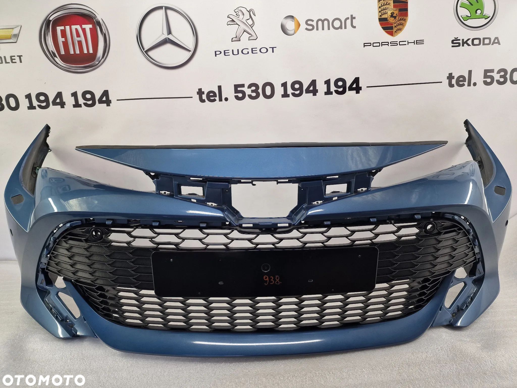 TOYOTA COROLLA XII E21 18- ZDERZAK PRZEDNI PRZÓD NA SPRYSKI + 6X PDC + KRATKA ŚRODKOWA , KOLOR BŁĘKITNY METALIK , NR 52119-02P40 / 52119-02S20 , NR AUKCJI NZ938 - 1