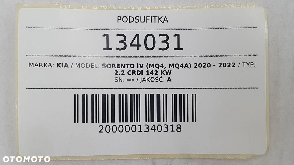 PODSUFITKA DACH CZARNY POSZYCIA SŁUPKÓW KOMPLET KIA SORENTO IV - 11