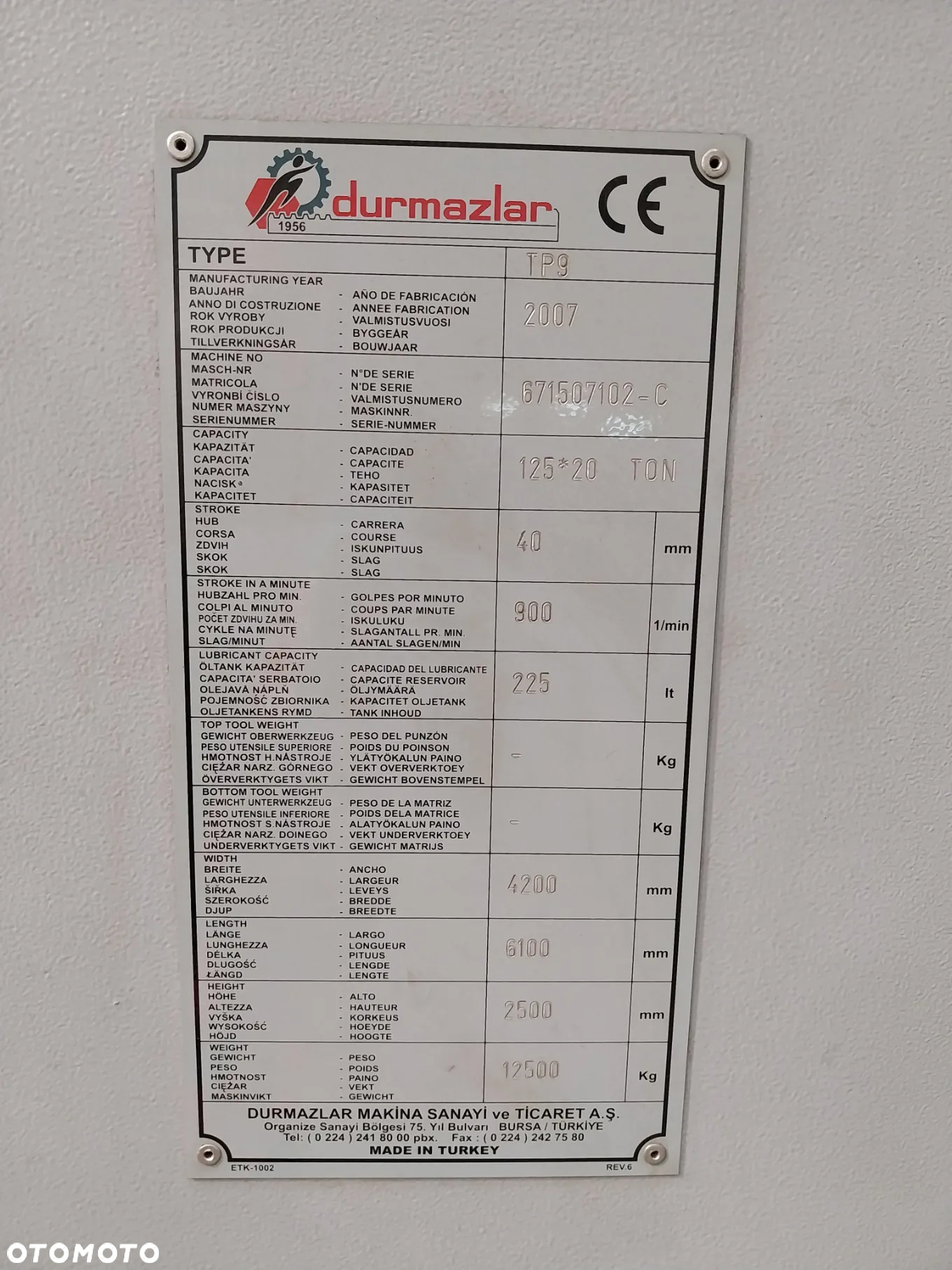 Inny Wykrawarka Durma TP 9 - 17