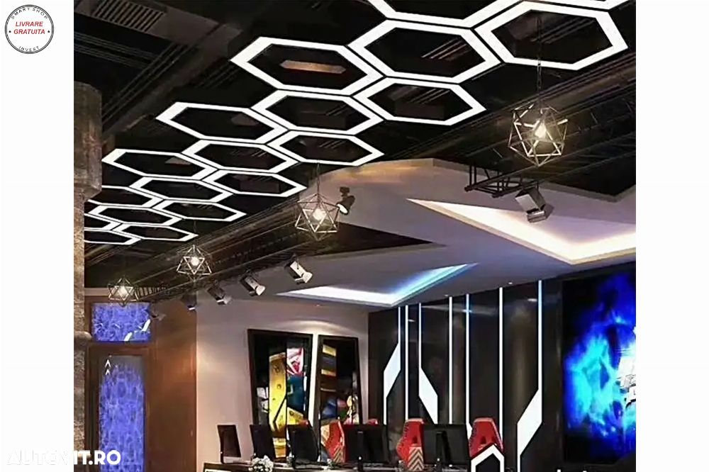 Candelabru Sistem de Iluminare Plafon Hexagon HoneyComb 6500K Diametru 60cm Reglab- livrare gratuita - 8