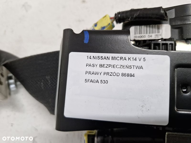 NISSAN MICRA K14 V 5 PASY BEZPIECZEŃSTWA PRAWY PRZÓD 86884 5FA0A - 7