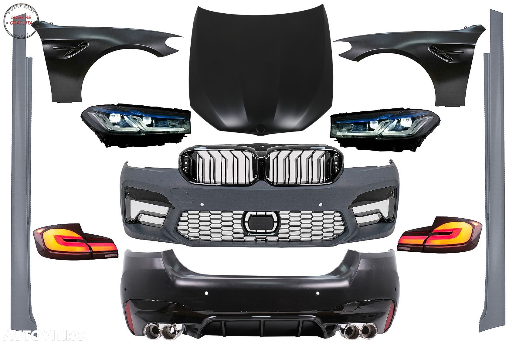Pachet Exterior Complet BMW Seria 5 F10 (2010-2017) Conversie la G30 LCI M5 Design- livrare gratuita - 1