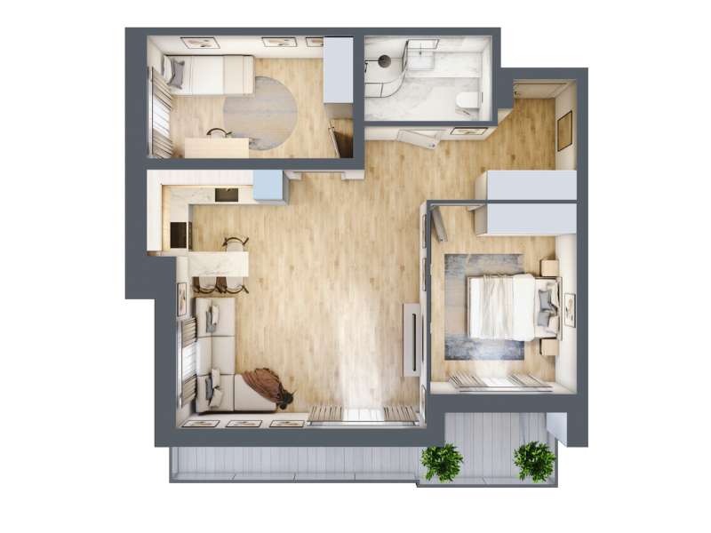 Mieszkanie, 61,19m², 3 pokoje, 6 piętro, A-KLM8-LM66, Nowe Horyzonty