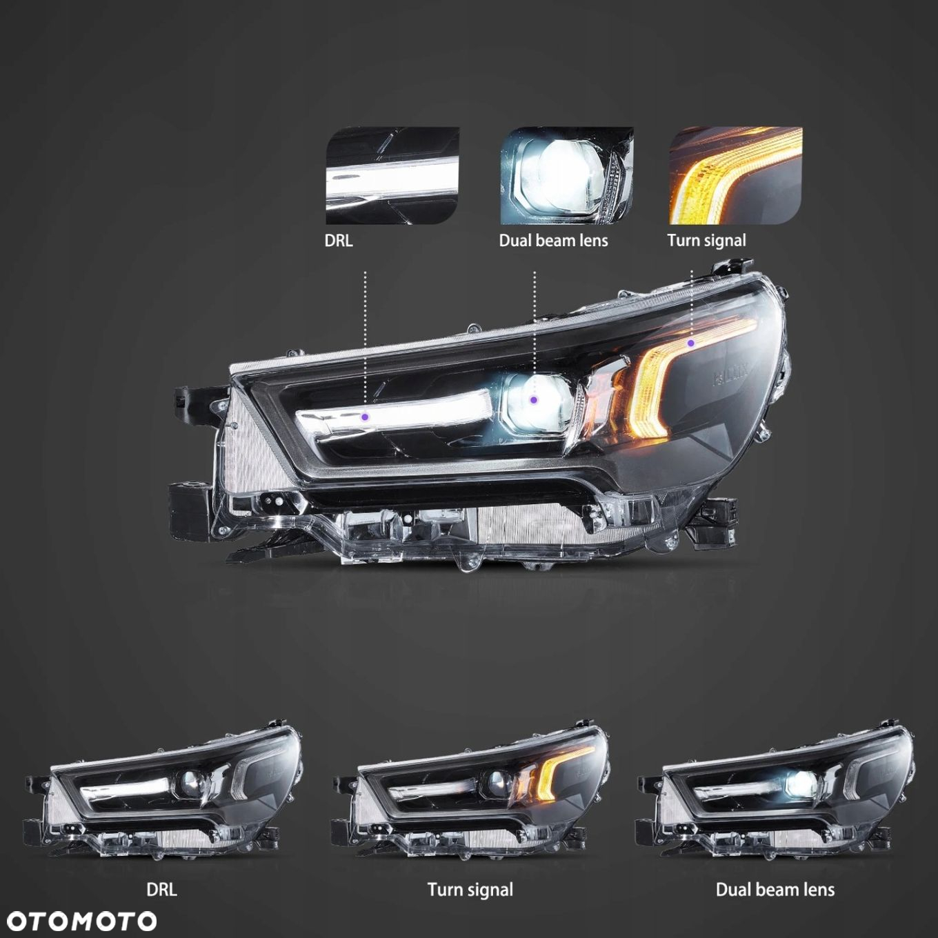 Reflektory Lampy Vland Full Led Neon Tuning Toyota Hilux 8 VIII n120 Lift - 7