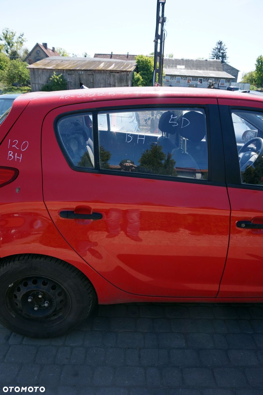 DRZWI TYLNE PRAWE I20 I 5D HB BH  CZERWONY HYUNDAI 2008-2012 - 1