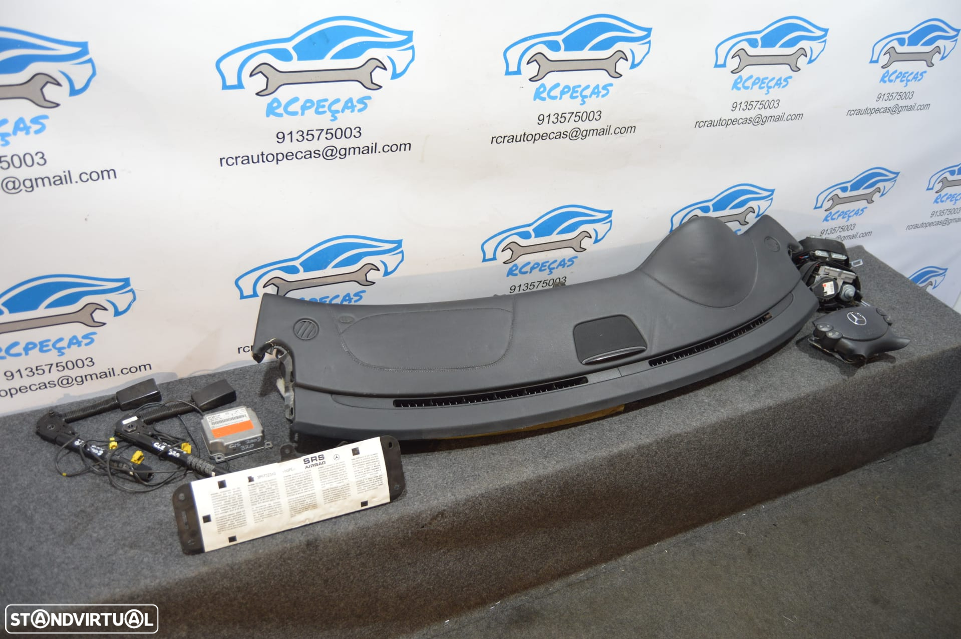 FRENTE INTERIOR TABLIER KIT AIRBAG AIRBAGS CENTRALINA VOLANTE GUIADOR PASSAGEIRO CINTO CINTOS PRÉ-TENSORES MERCEDES BENZ 0285010146 A2196802387 2196802387 305732310 MERCEDES BENZ CLS 320 C219 W219 - 8