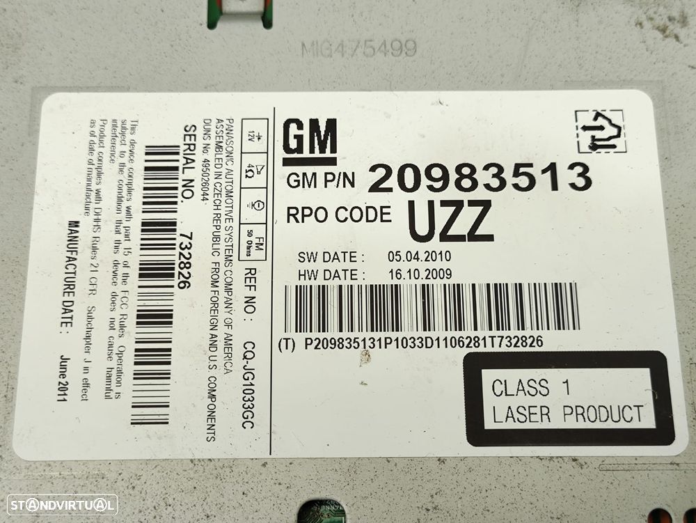 Auto Radio Sistema De Som Original GM Opel Insignia A Astra J Meriva B 20983513 - 8