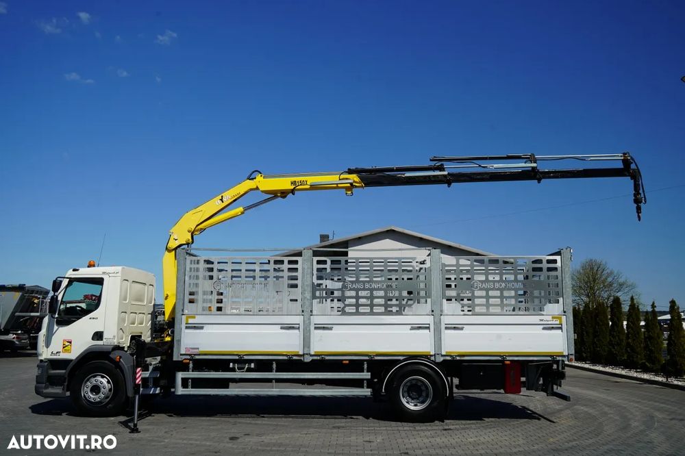 DAF LF 250 / 4X2 / LIVRARE - 7.30 + HDS HYVA HB 150XE3 / RADIOCOMANDĂ / ROTATOARE / MAX. CAPACITATE DE RIDICARE: 5200 KG / FURCĂ PENTRU PALEȚI / EURO 6 - 3