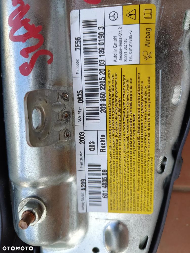 MERCEDES W209 CLK CABRIO PODUSZKA AIRBAG FOTELA PRAWA SZARA - 13