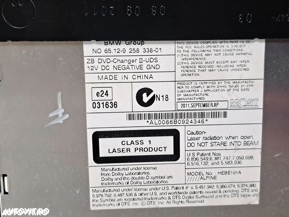 Magazie CD DVD schimbator cititor DVD Original BMW F20 F21 F30 F31 F07+LCI F10+LCI F11+LCI F06 F12 F13 F01+LCI F02+LCI F03+LCI F04 F25 - 3