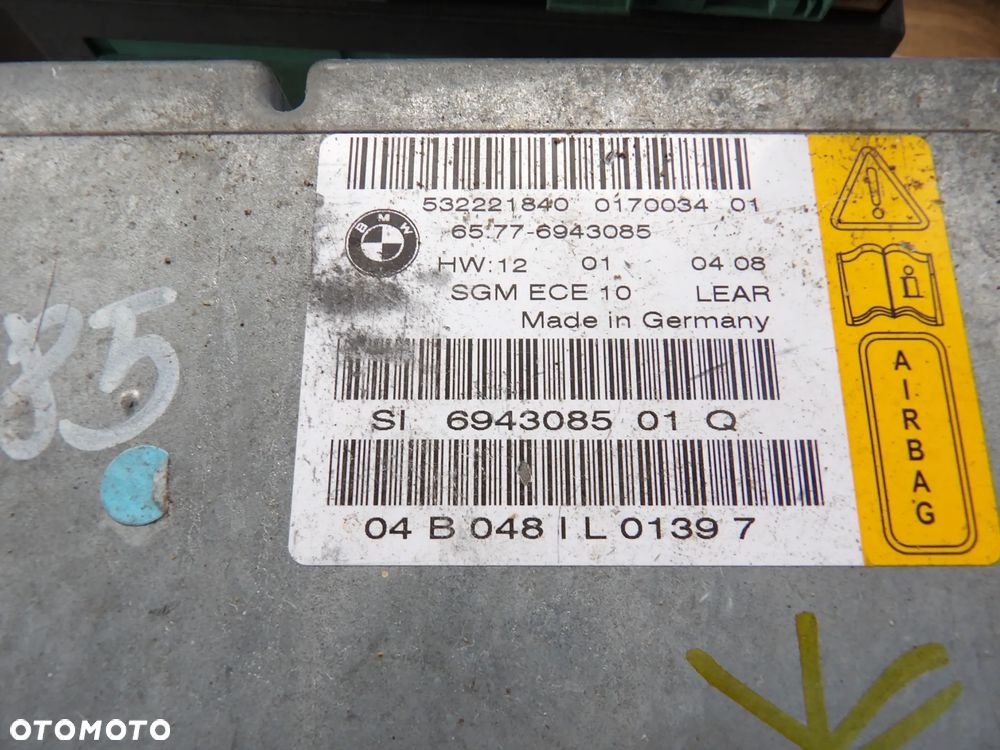 BMW - E60,E61 - MODUŁ , STEROWNIK PODUSZEK POWIETRZNYCH - AIRBAG - 6943085 - 2
