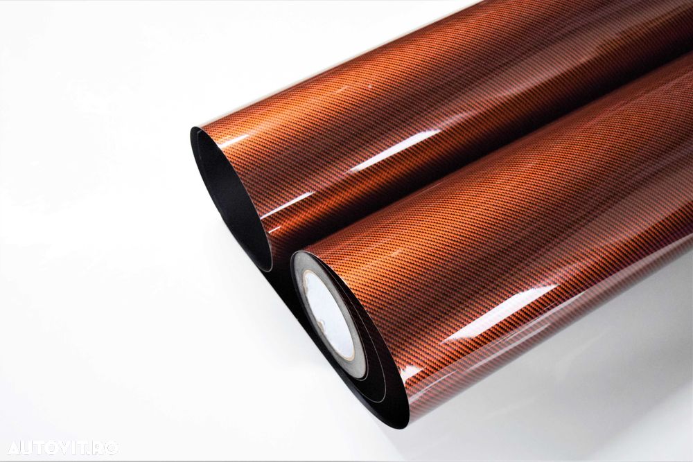 Folie Carbon PREMIUM 9D 1,5m x 1m, negru,rosu,portocaliu,verde,auriu - 2