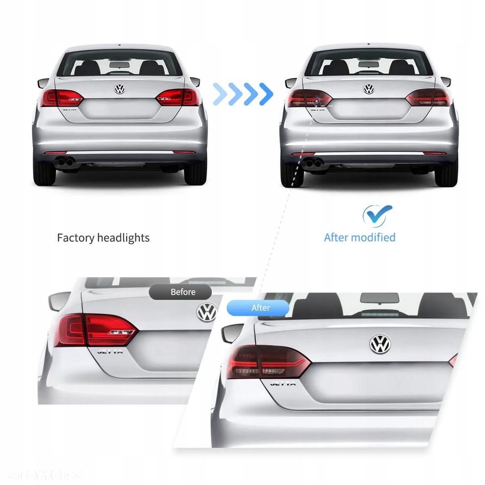 Lampy tyl ne kpl Vland Full LED Diody Tuning Red VW Jetta VI 5c 6 2010-2014 - 13