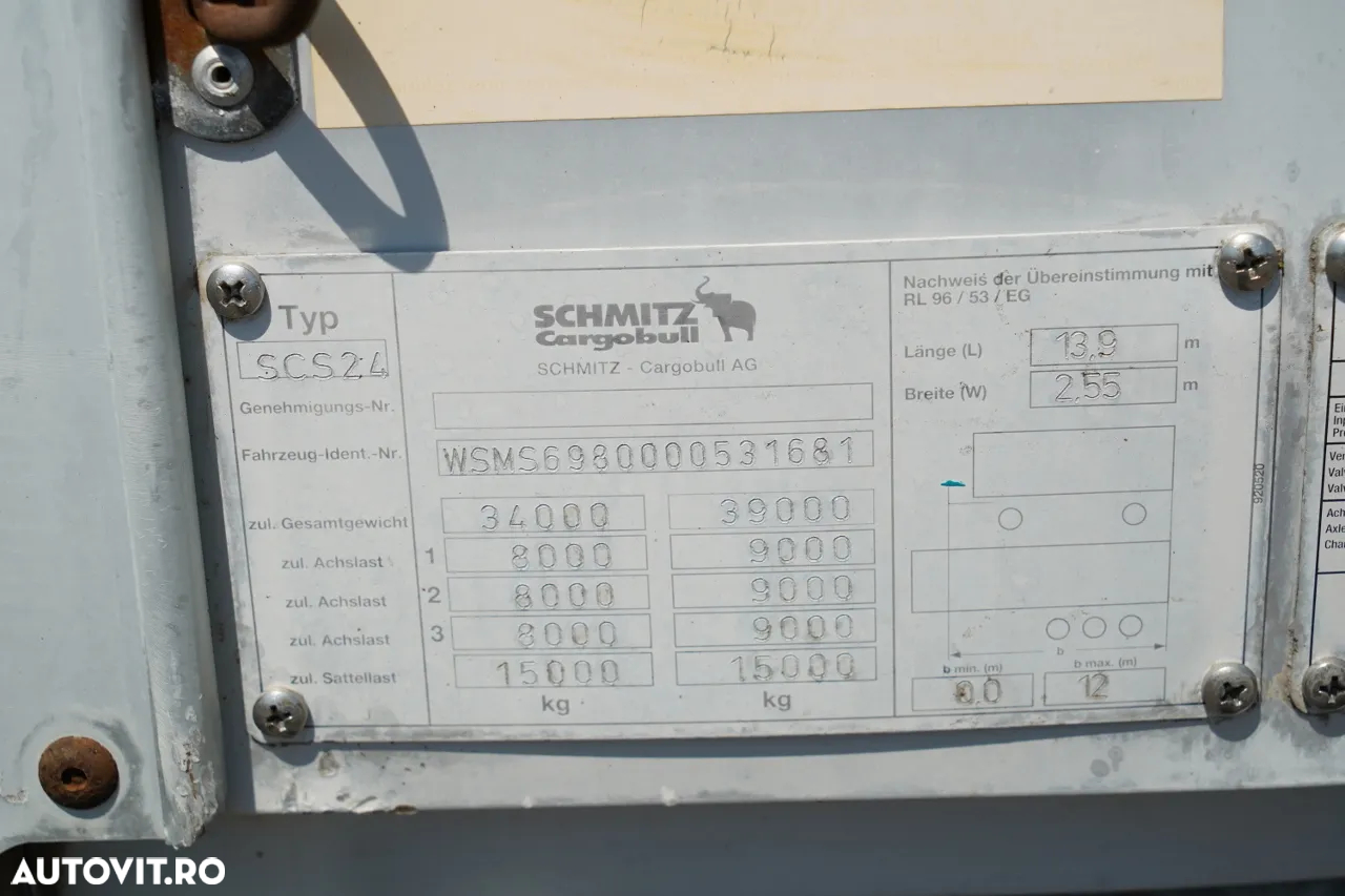 Schmitz Cargobull CORTINĂ / STANDARD / ELEVATOR DE ÎNCĂRCARE / AXE SAF - 25