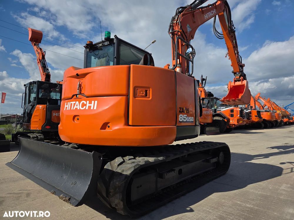 Hitachi ZX85, 2022, 3.177h, LAMA NIVELARE, senile CAUCIUC NOI, CUPLA RAPIDA HIDRAULICA+3 cupe noi, adanc sapare 5m, latimie 2,2m, inst picon pe brate, inst rotire pe brate, Aer condi, Antifurt, Computer in lb romana, leasing 4 ani-PROMOTIE 62.900 EUR+Tva - 1