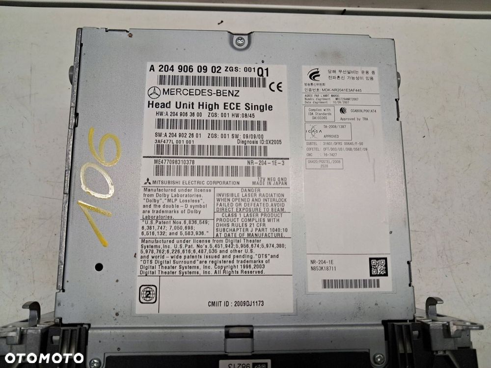 mercedes-benz c klasa w204 radio navi a2049060902 - 10