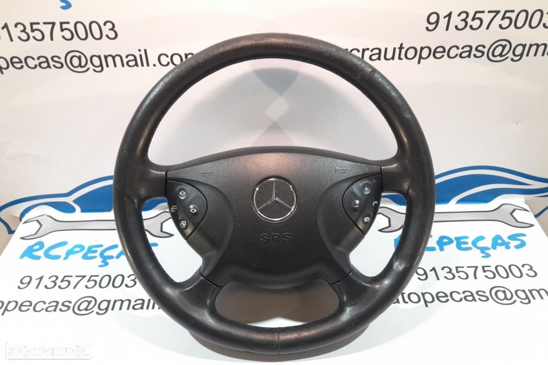 VOLANTE GUIADOR COMPLETO MERCEDES BENZ CLASSE CLASS E W211 PELE COMANDOS MULTIFUNÇÕES AIRBAG - 1