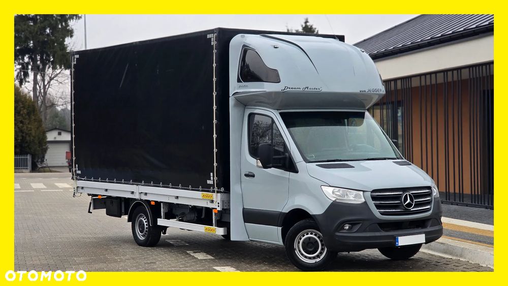 Mercedes-Benz SPRINTER 316 CDI 907❗ PLANDEKA 10 PALET / DRZWI Z TYŁU / DWIE WYSOKOSCI JAZDY / ZABUDOWA JEGGER / MAX ROZSTAW OSI / PODUSZKI PNEUMATYCZNE / SYPIALKA / RAMA / LAWETA / SALON POLSKA ❗❗ - 1