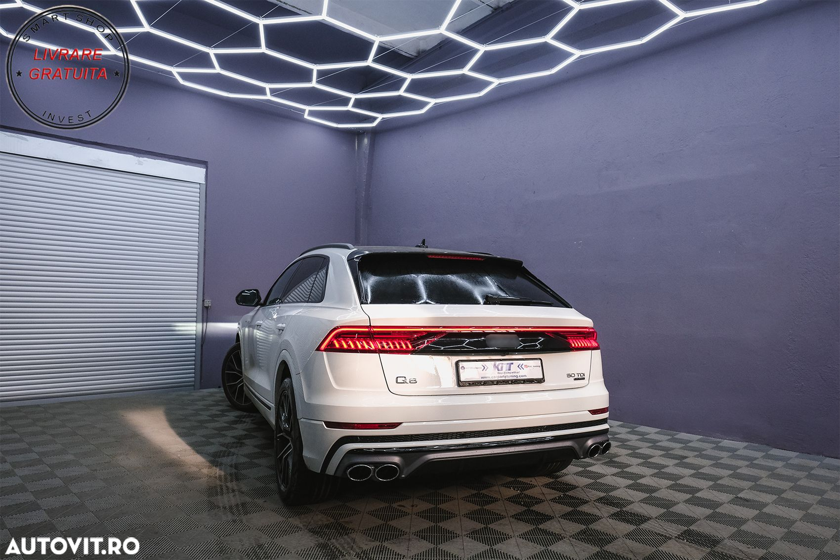 Difuzor Bara Spate Evacuare Dubla Audi Q8 S-Line (2018-2023) Evacuari Crom- livrare gratuita - 15
