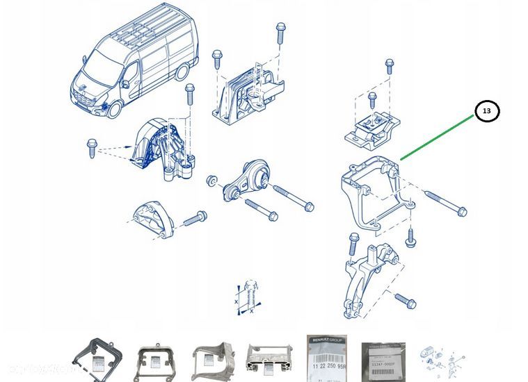 Łapa Mocowanie poduszki skrzyni Master 2,3 DCi nr 112225095R NOWE Oem - 4