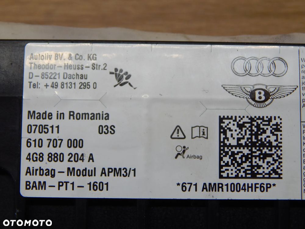 Poduszka powietrzna sensor airbag pas bezpieczeństwa AUDI A6 s6 RS6 C7 A7 11-18 Łuków części - 10