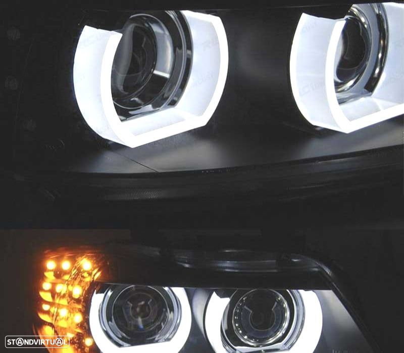 FARÓIS ANGEL EYES AFS U 3D XENON LED BMW SERIE 3 E90 E91 08-12 FUNDO PRETO - 2