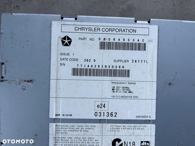 Radio Dodge Caliber Compass 05064953AC - 4