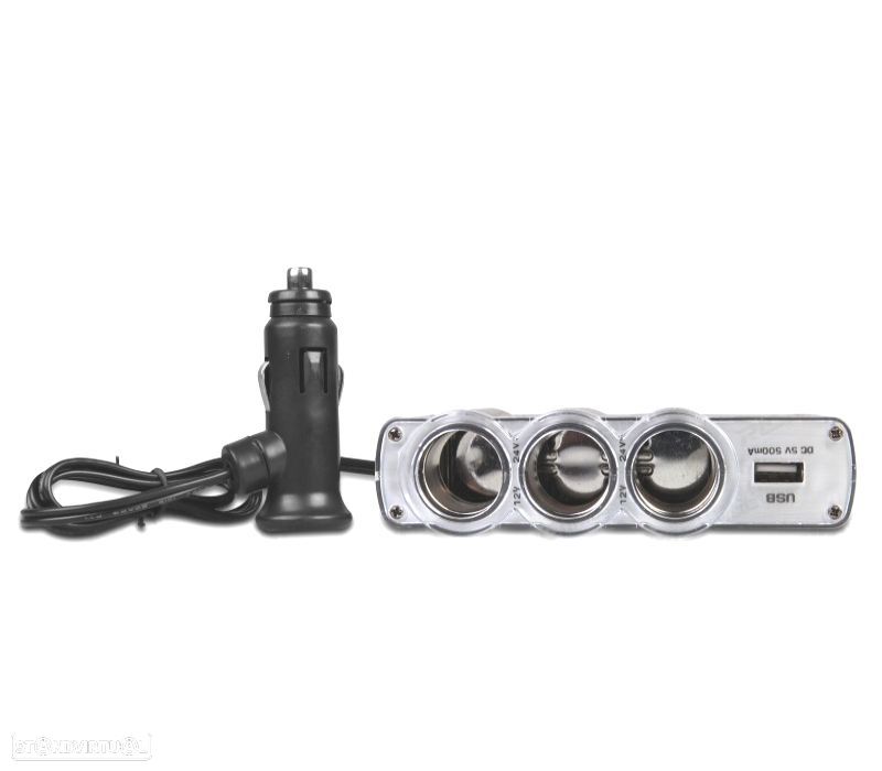 ADAPTADOR DE ISQUEIRO DE CARRO 12V COM 3 ENTRADAS + USB - 2