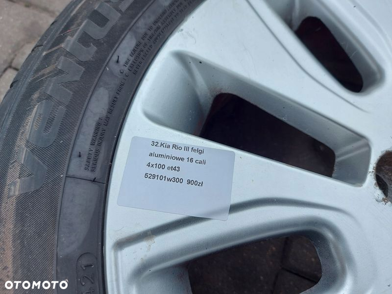 KIA RIO 3 III FELGI ALUMINIOWE ALUFELGI 16 CALI 4x100 ET43 529101W300 - 2