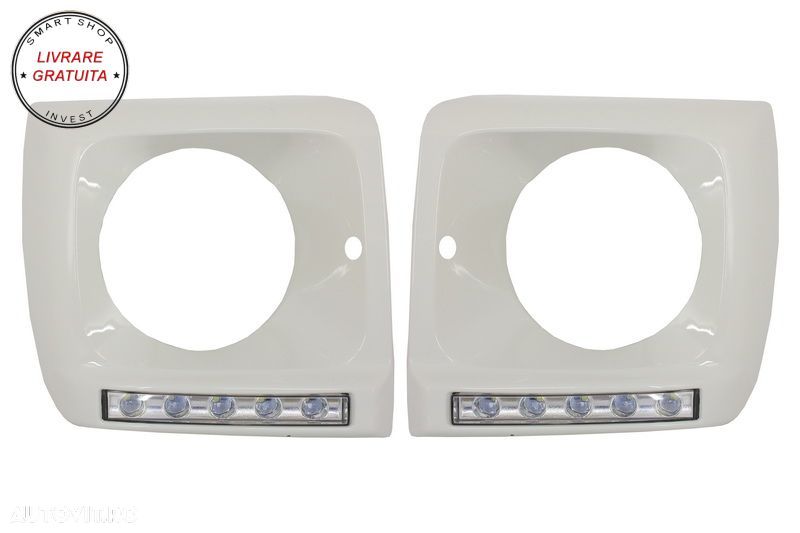 Carcasa faruri Alb cu Lumini de zi dedicate LED DRL Mercedes G-class W463 (1989-20- livrare gratuita - 1