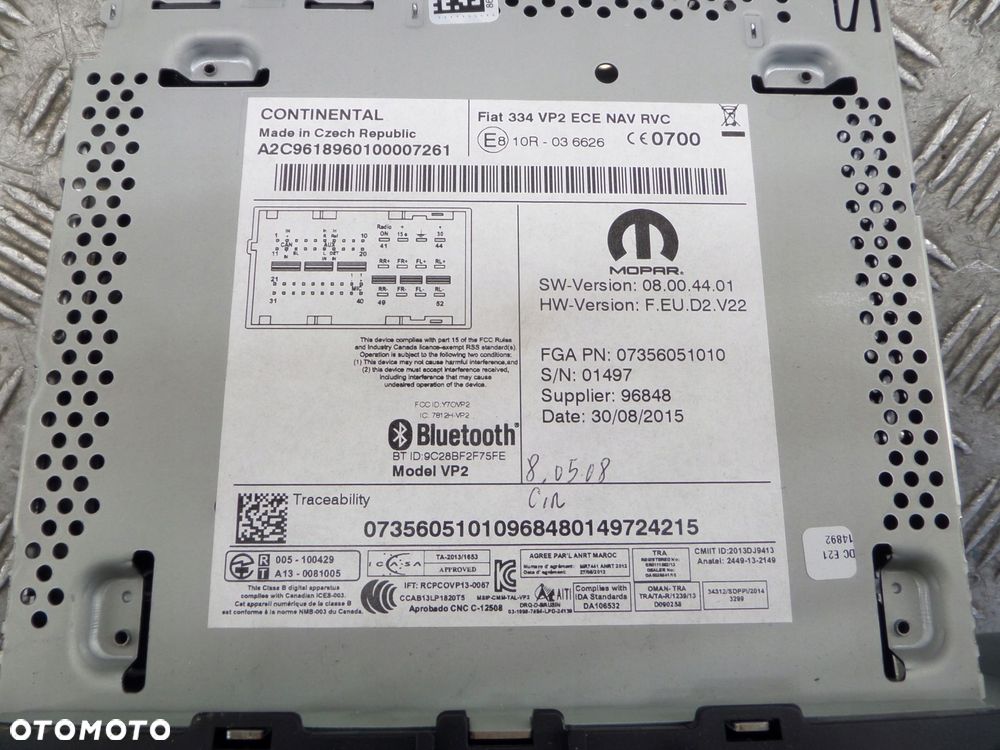 fiat 500x 500 x radio fabryczne nawigacja monitor 07356051010 - 3