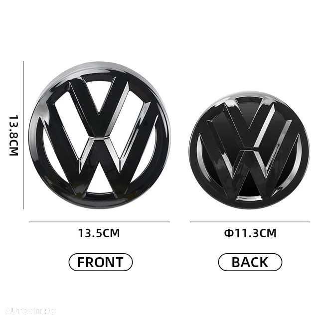 Set 2 Embleme Fata Spate Negru Lucios Volkswagen VW Golf 7 MK7, Glossy - 2