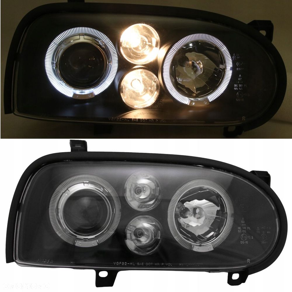 Reflektory Lampy kpl Tuning Black Ringi Angel Eyes LED VW Golf III 3 1991-9 - 2