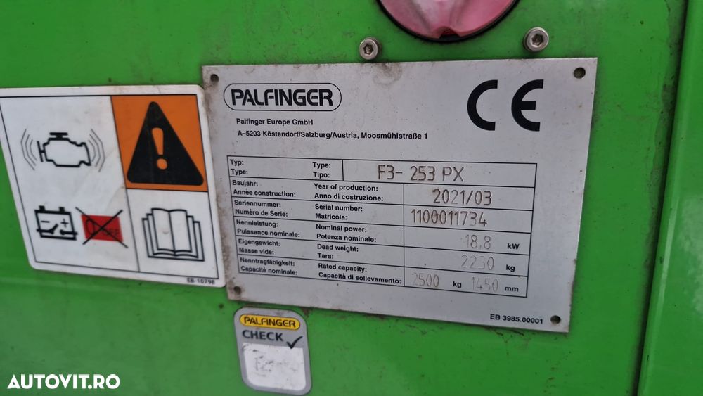 Palfinger Stivuitor Palfinger / F3-253PX / Montat pe remorcă / max. capacitate de ridicare 2500 kg / 3m / 2021 / SERVICE LA ASO - 36