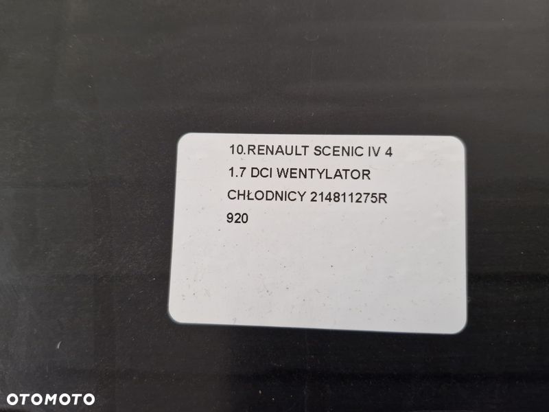 RENAULT SCENIC IV 4 1.7 DCI WENTYLATOR CHŁODNICY 214811275R - 2