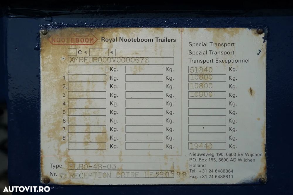 Nooteboom TIEFBET DETACHABIL / ȘASIU JOS / EXTENSIBIL / AXE DE DIRECȚIE / 22,5 m / SAF / SUPORT / - 21