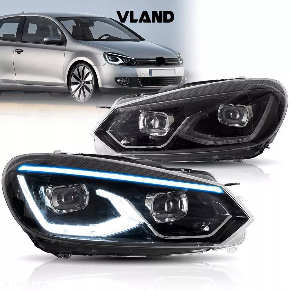 Reflektory Lampy kpl Vland Led Neon Tuning Animacje VW Golf VI 6 5k 2008-16 - 3