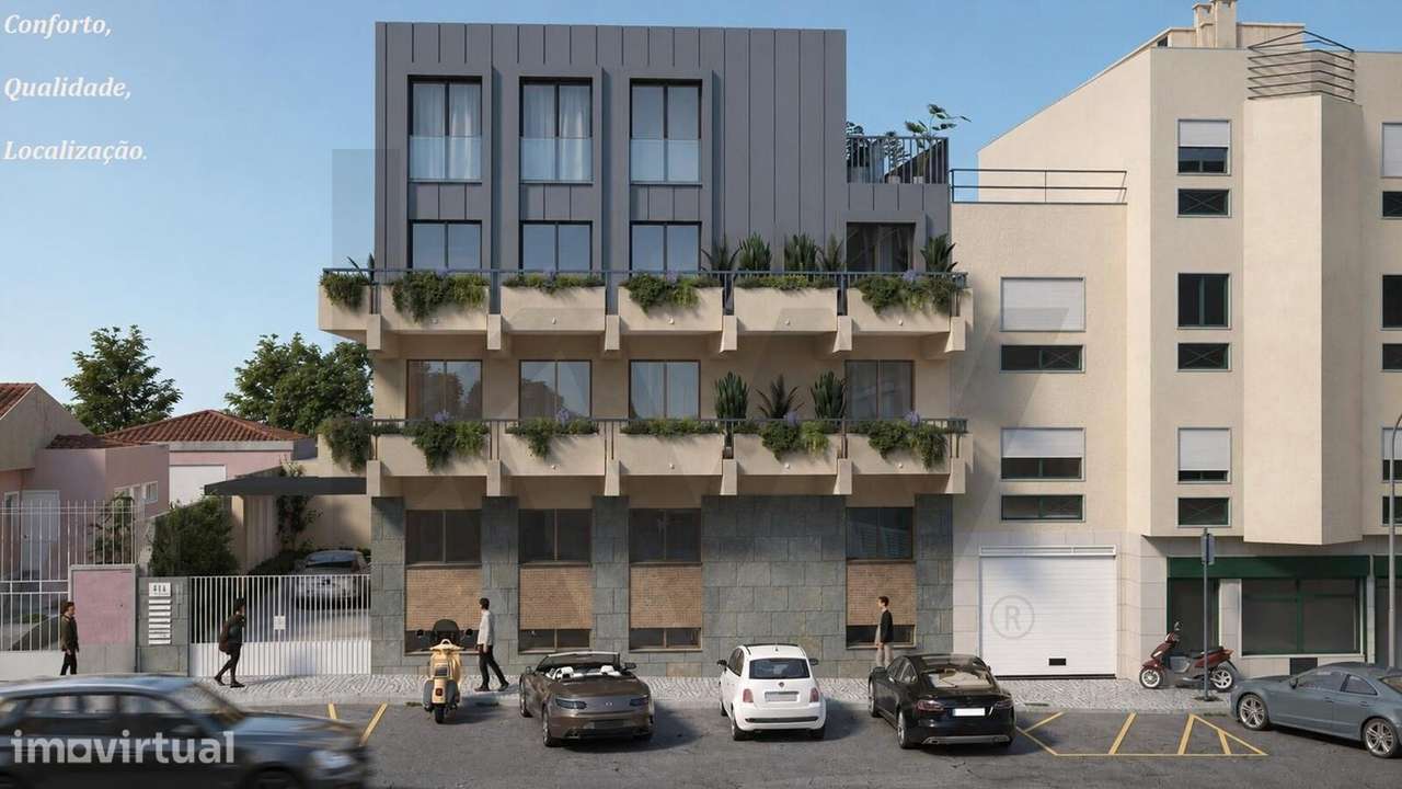 Fração F — T1 com varanda de 56 m2 em todo o apartamento | 2.º Piso - Grande imagem: 3/19