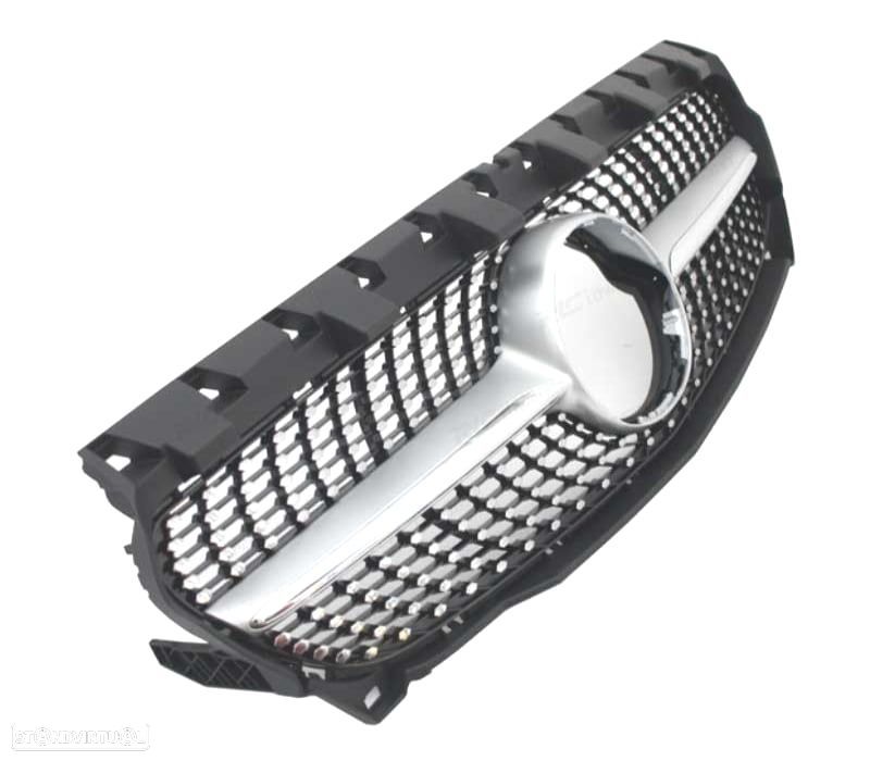 GRELHA DIANTEIRA MERCEDES CLASE CLA W117 16-18 LOOK DIAMOND PRETO CROMADO - 2