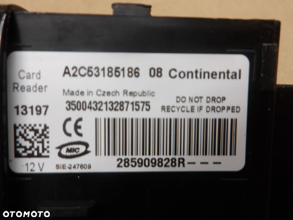 RENAULT GRAND SCENIC III 1.6 DCI CZYTNIK KART STACYJKA WKŁADKA - 6