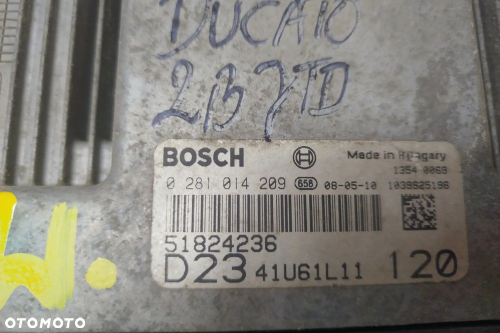 Zestaw startowy, komplet do odpalenia auta, komputer BOSCH 0281014209 / 51824236 sterownik silnika 2,3jtd Euro4 120KM do Fiat Ducato III 06-2014r, w komplecie: sterownik silnika , stacyjka, kluczyk, moduł komfortu, immobilizer, licznik - 4