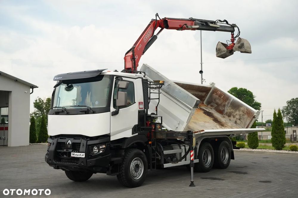Renault C 430 / 6x4 / WYWROTKA 2 STRONNA / HYDROBURTA + HDS FASSI F155.A0.22 / STEROWANIE RADIOWE / ROTATOR / ŁYŻKA / EURO 6 / - 9