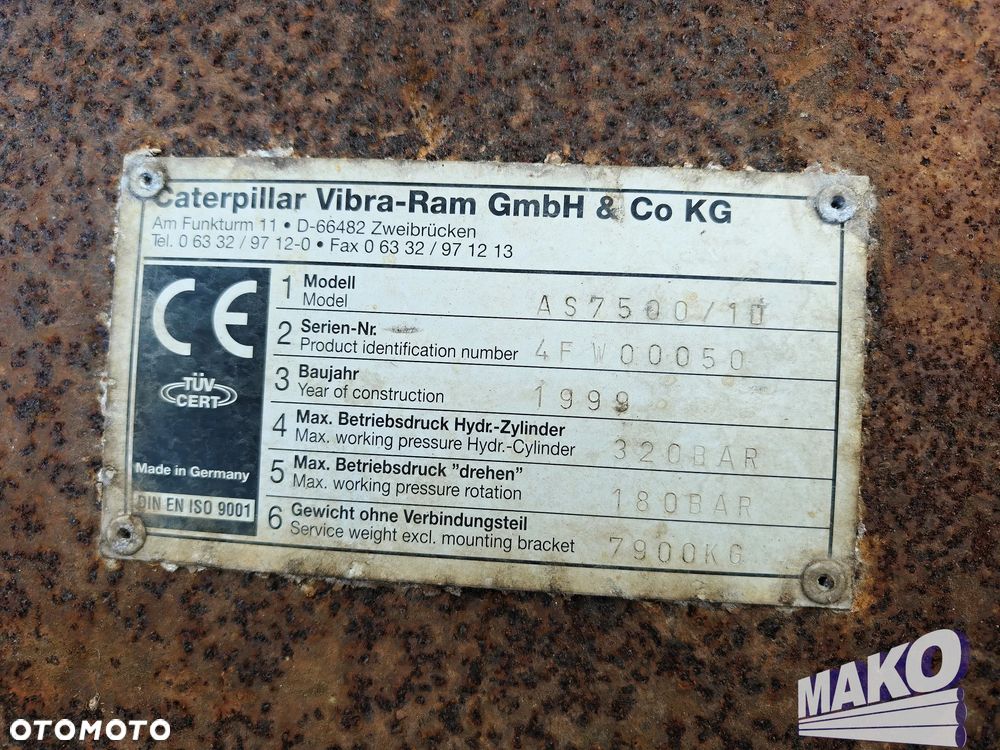 Nożyce Caterpillar Vibra-Ram AS7500 tnąco-kruszące do metalu do koparki - 6